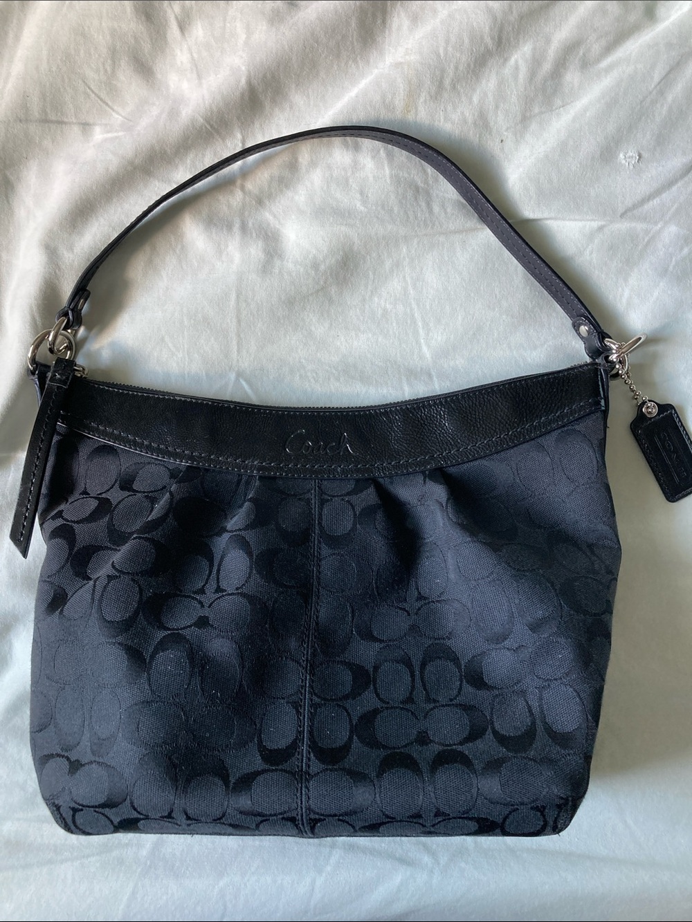 Coach Black Signature Jacquard Hobo Shoulder Bag